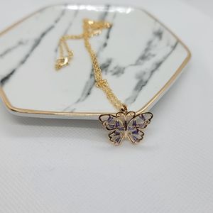 Purple amethyst butterfly necklace